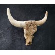 Sculpture, bull skull made of Teak wood