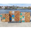 Triptych of wall panels - reclaimed teak wood