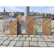 Triptych of wall panels - reclaimed teak wood