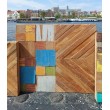 Triptych of wall panels - reclaimed teak wood