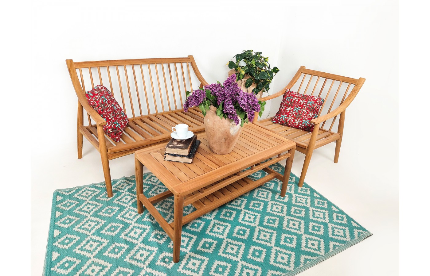 Garden teak wood set Langgar - 3 person