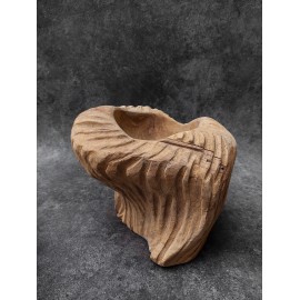 Teak wood bowl of irregular shell shape