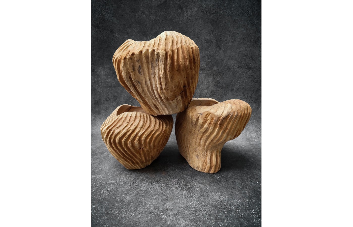 Teak wood bowl of irregular shell shape