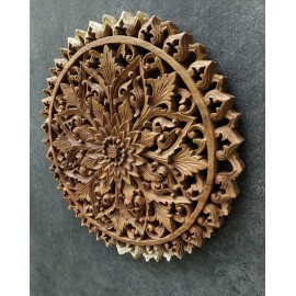 Oriental wall panel - Lotus Flower Mandala - Bali sculpture, 40 cm