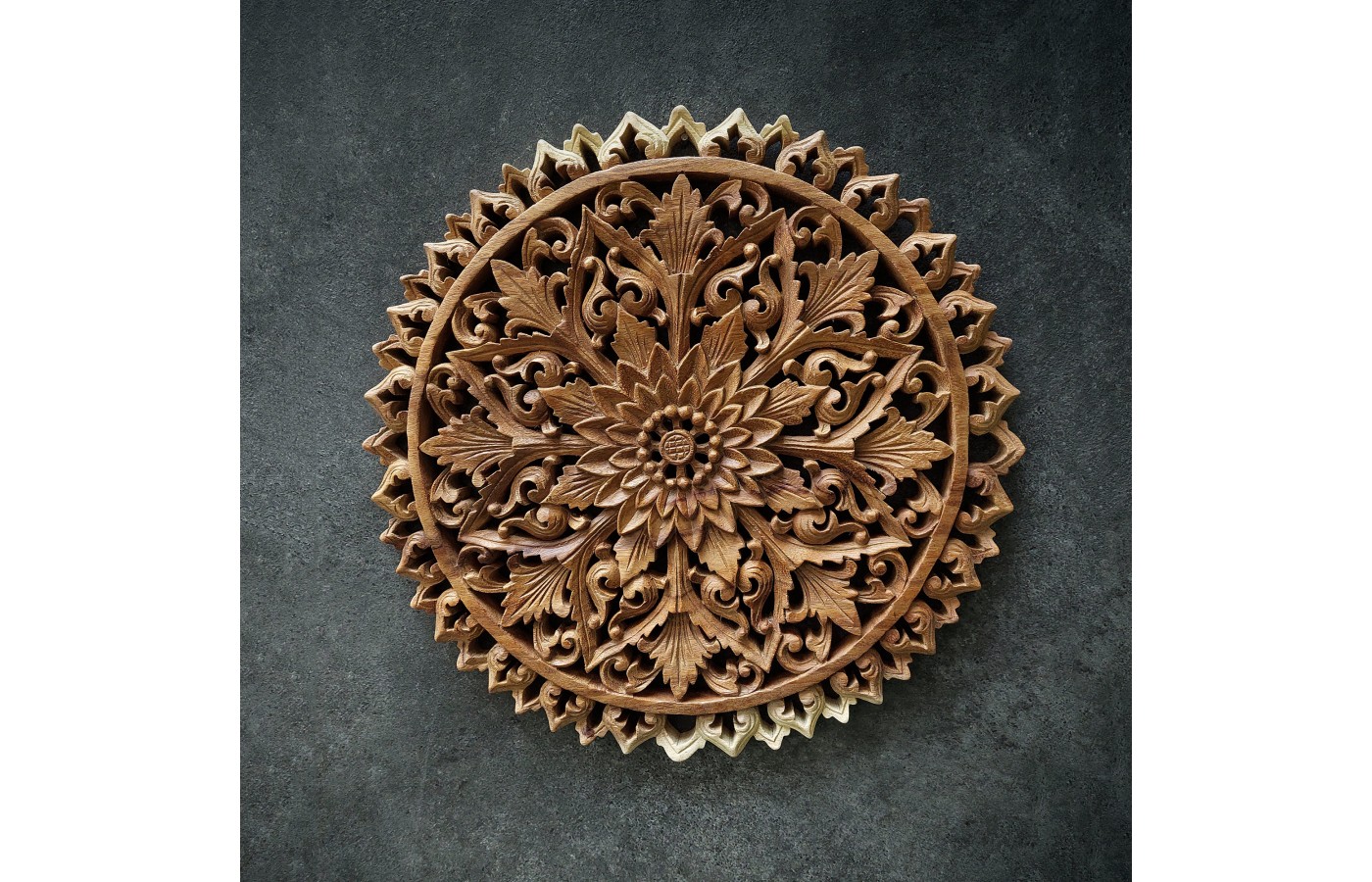 Oriental wall panel - Lotus Flower Mandala - Bali sculpture, 40 cm