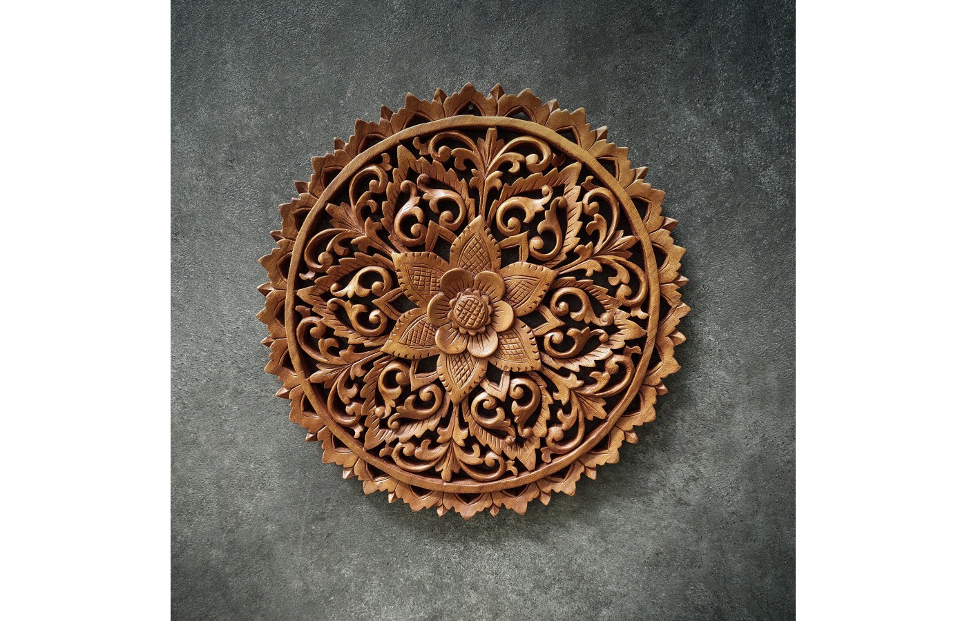 Orientalny panel - Kwiat Lotosu Mandala - rzeźba Bali, 40 cm