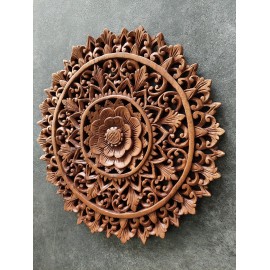 Oriental wall panel - Lotus Flower Mandala - Bali sculpture, 40 cm