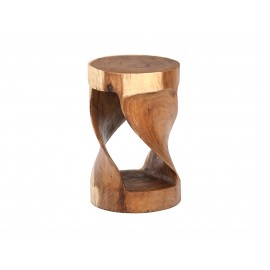 A round stool made of Suar wood