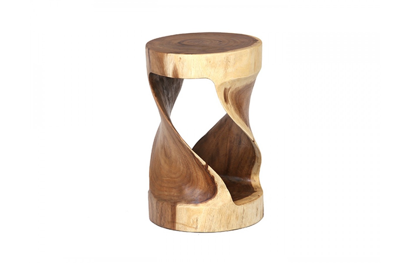 A round stool made of Suar wood