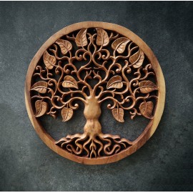 Oriental wall panel - Tree of Life - Bali sculpture, 40 cm