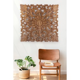 Oriental wall panel - Lotus Flower Mandala - Bali sculpture, 100 cm