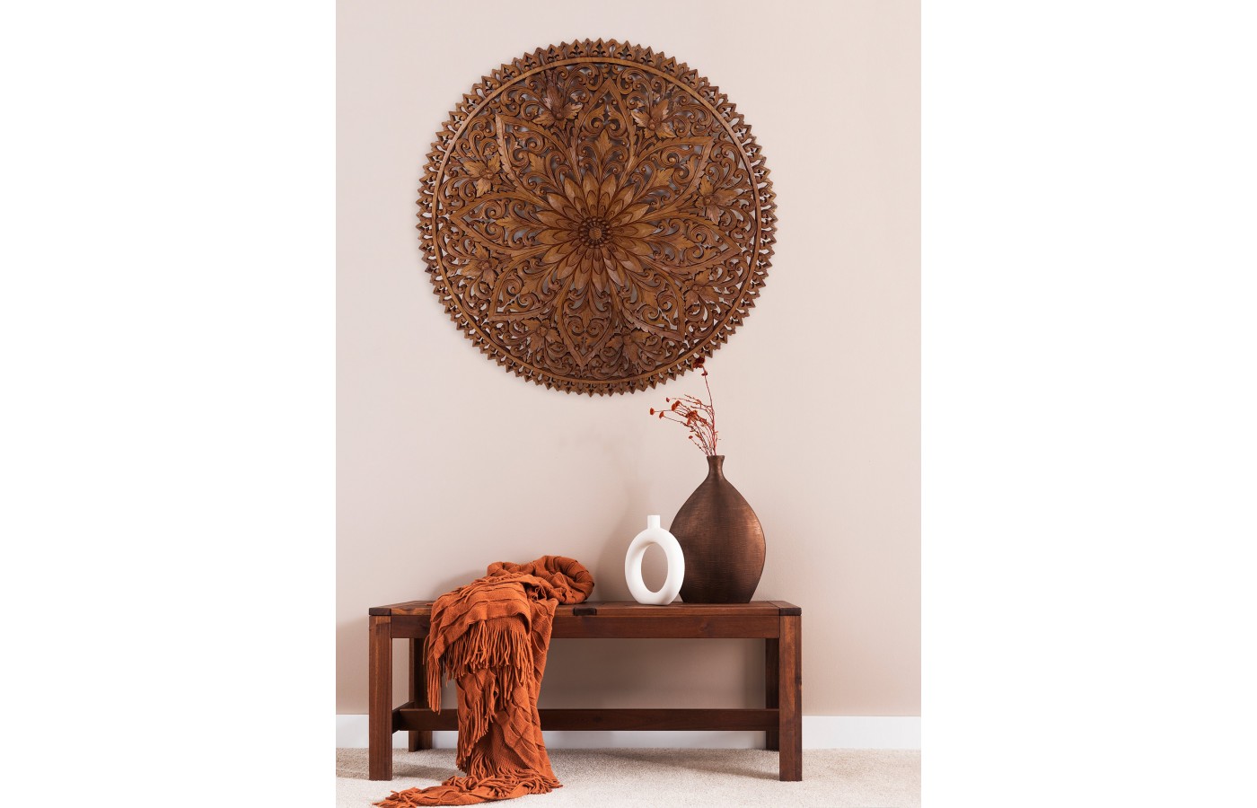 Oriental round wall panel - Lotus Flower Mandala - Bali, 100 cm