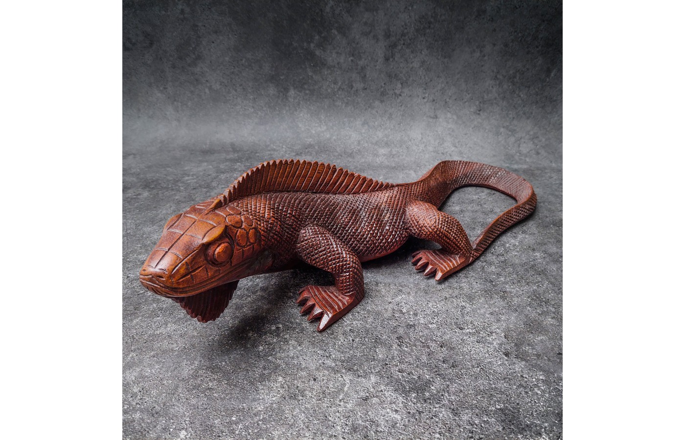 Hand-carved Iguana  - Bali sculpture, 50 cm