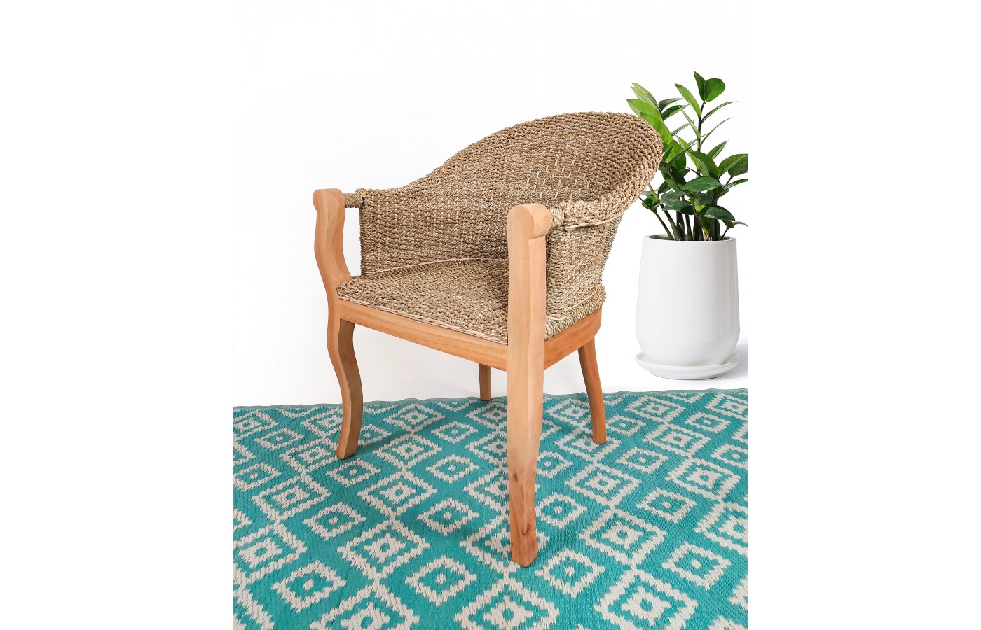 Rattan armchair, Teak