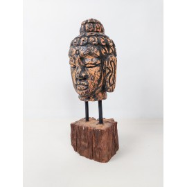 Hand carved in teak wood, Buddha head