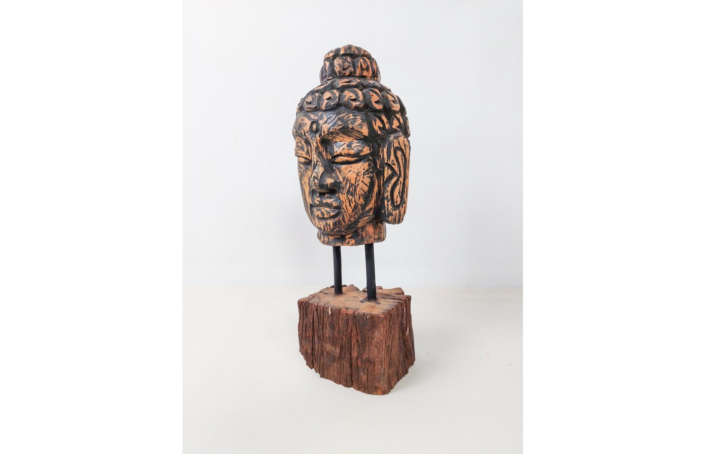 Hand carved in teak wood, Buddha head