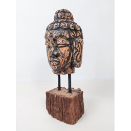 Hand carved in teak wood, Buddha head