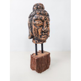 Hand carved in teak wood, Buddha head