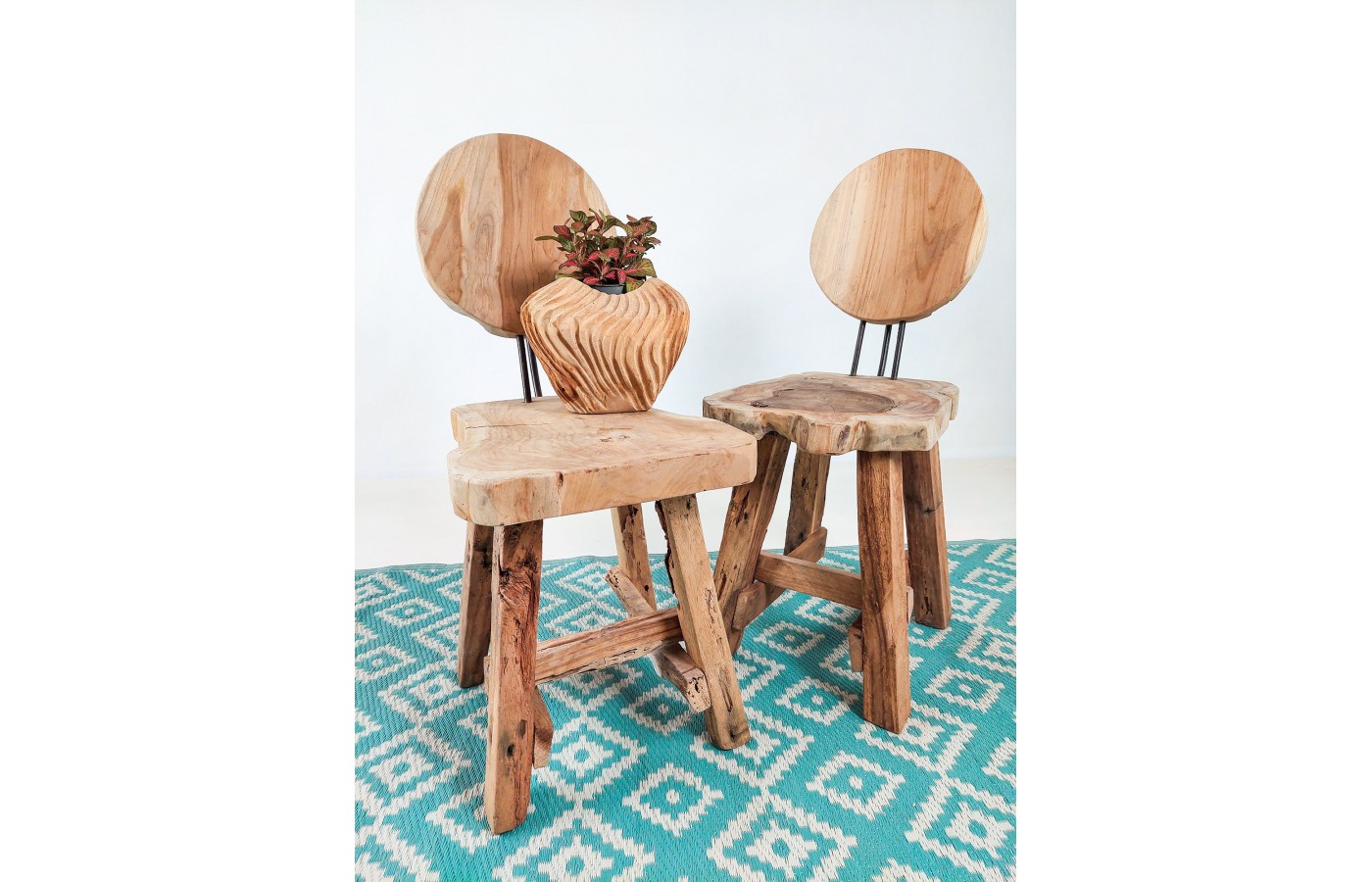 Rustic chair made of  Suar wood