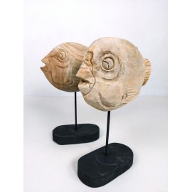 Sculpture fish, wood teak