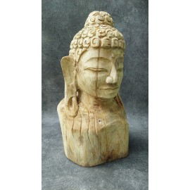 A hand-carved figure of the Buddha in teak wood, 80 cm