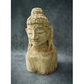 A hand-carved figure of the Buddha in teak wood, 80 cm