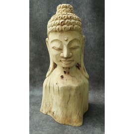 A hand-carved figure of the Buddha in teak wood, 80 cm