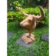 Sculpture, bull head made of Teak wood