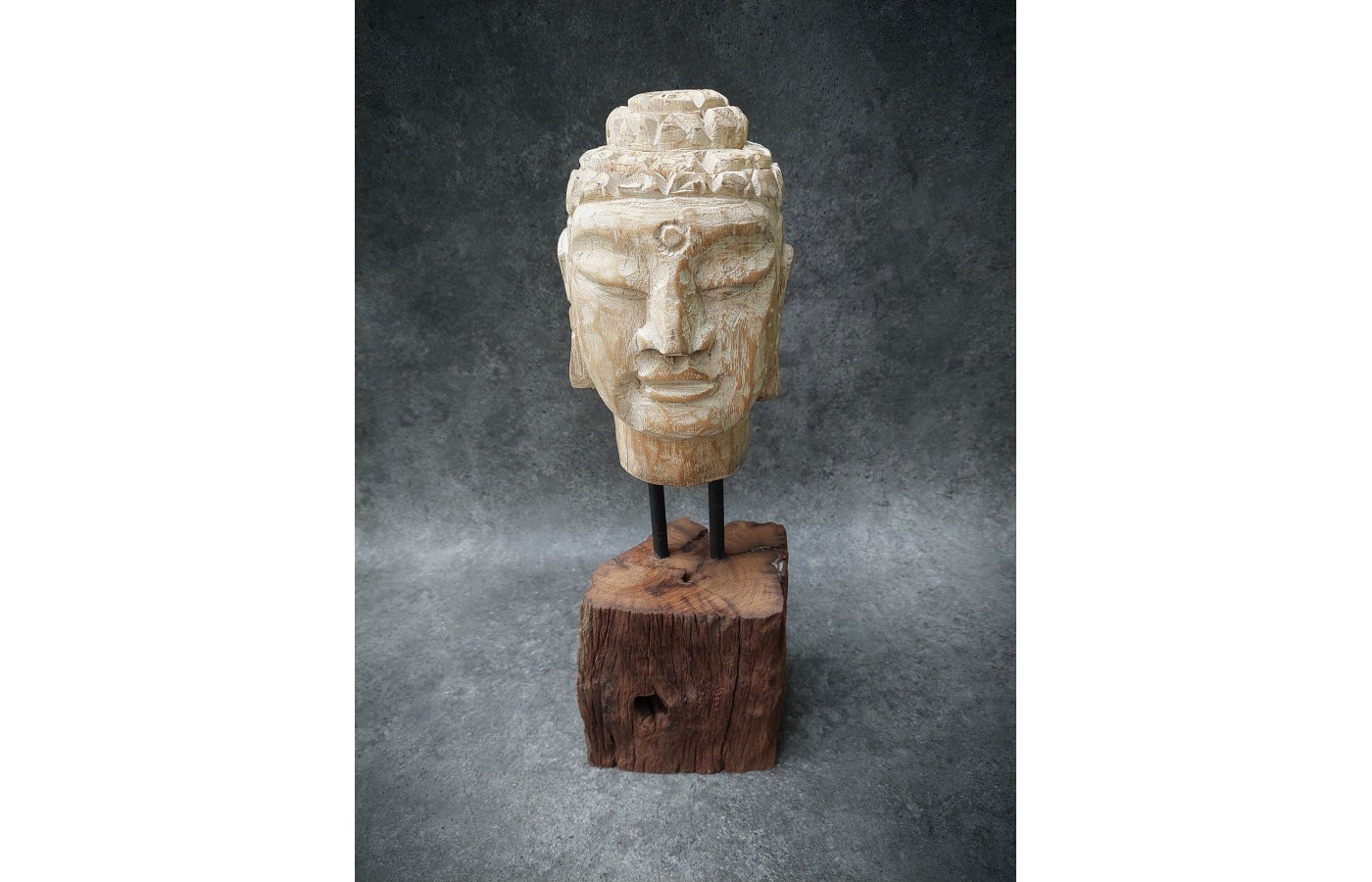 Hand carved in teak wood, Buddha head