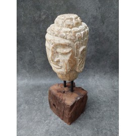 Hand carved in teak wood, Buddha head