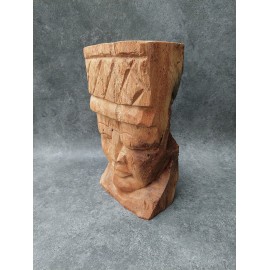 A large garden sculpture Head, teak wood