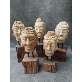 Hand carved in teak wood, Buddha head