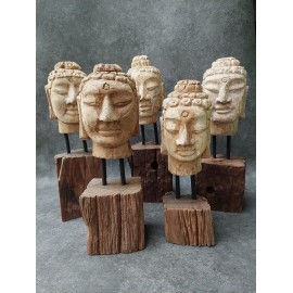 Hand carved in teak wood, Buddha head