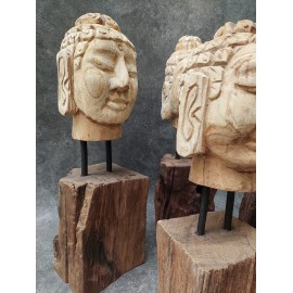 Hand carved in teak wood, Buddha head