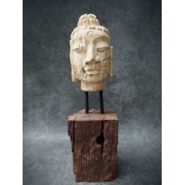 Hand carved in teak wood, Buddha head