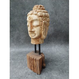 Hand carved in teak wood, Buddha head