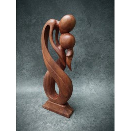 Sculpture "abstract kiss", suar wood