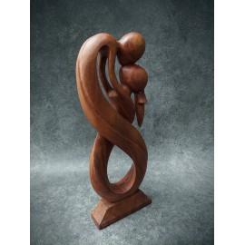 Sculpture "abstract kiss", suar wood