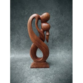 Sculpture "abstract kiss", suar wood