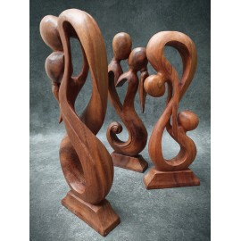 Sculpture "abstract kiss", suar wood