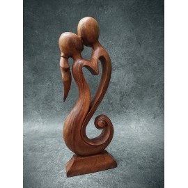 Sculpture "abstract kiss", suar wood