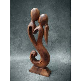 Sculpture "abstract kiss", suar wood