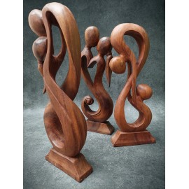 Sculpture "abstract kiss", suar wood