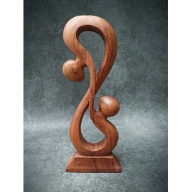 Sculpture "abstract kiss", suar wood