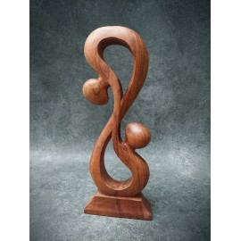 Sculpture "abstract kiss", suar wood