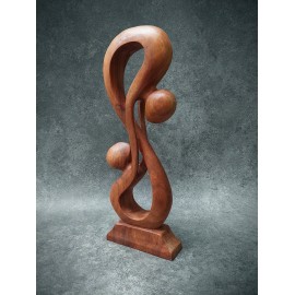 Sculpture "abstract kiss", suar wood