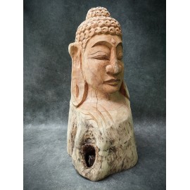 A hand-carved figure of the Buddha in teak wood, 80 cm