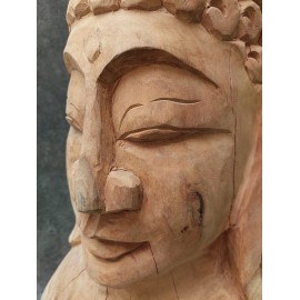 A hand-carved figure of the Buddha in teak wood, 80 cm