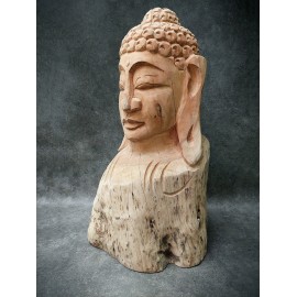 A hand-carved figure of the Buddha in teak wood, 80 cm