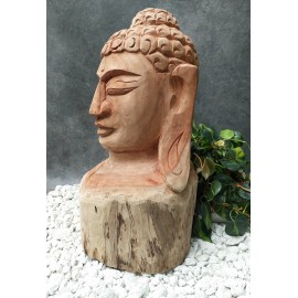 A hand-carved figure of the Buddha in teak wood, 80 cm